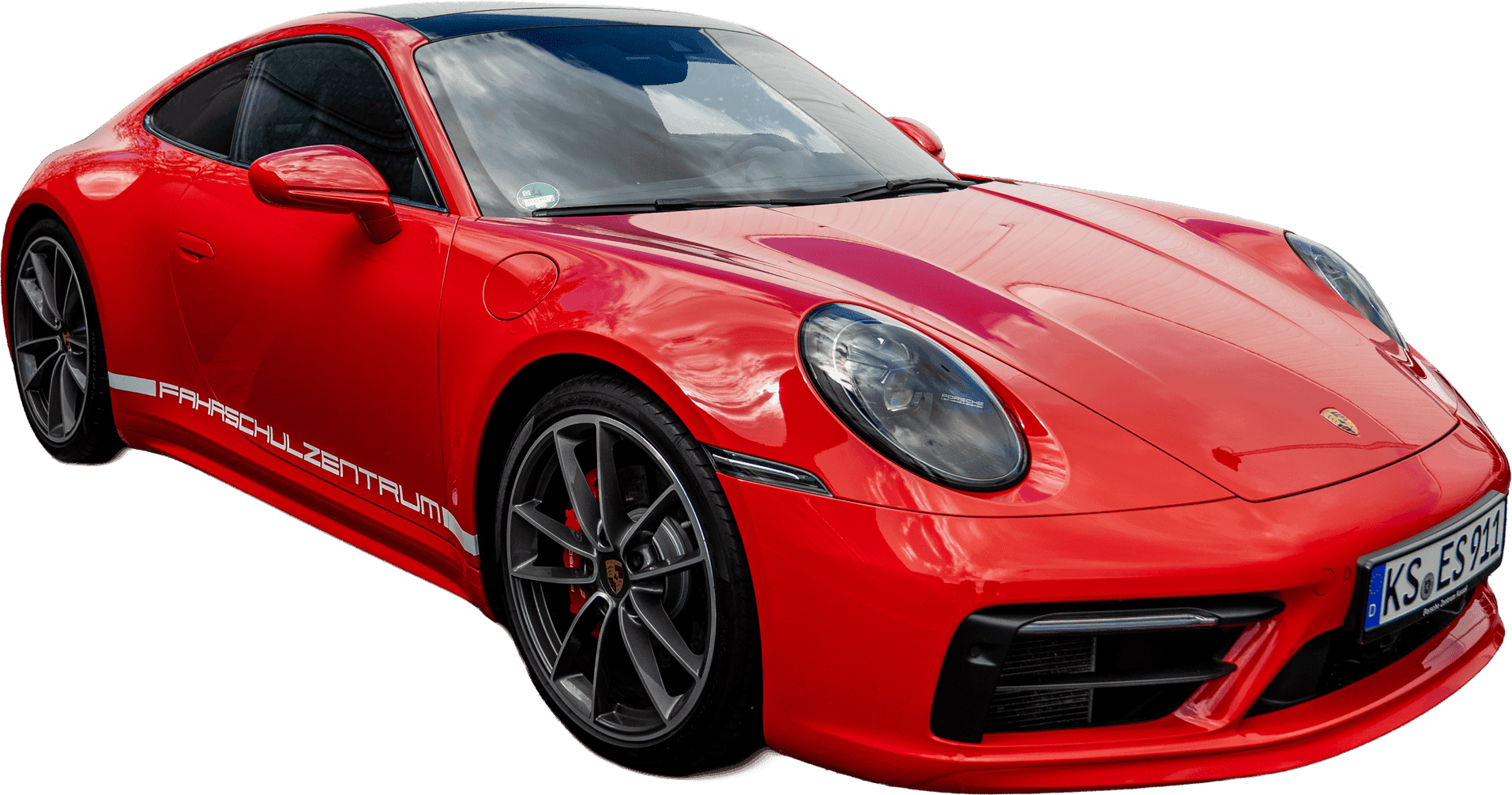 Roter Porsche 911 der Fahrschule als exklusiv buchbares Fahrschulauto